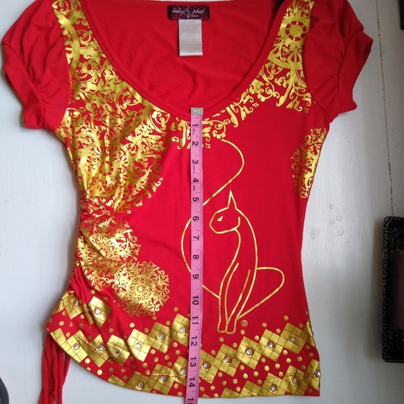 Y2K Vintage Baby Phat Red and Gold Debut KLS Designer Tee NWOT - Picture 13 of 16